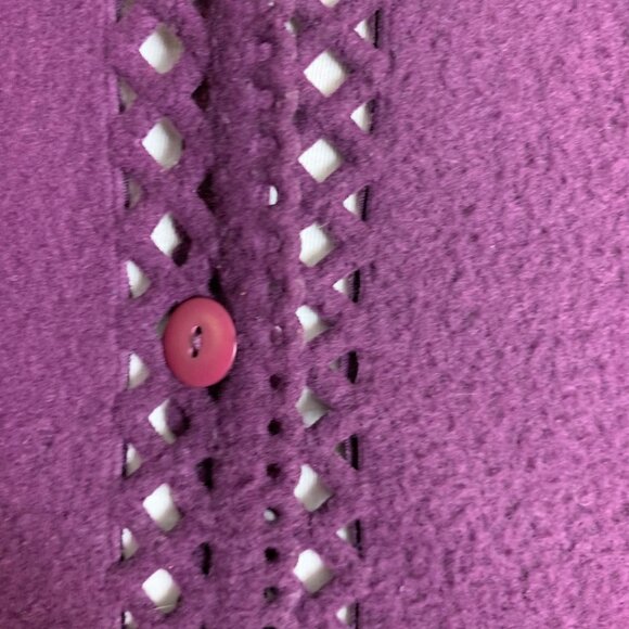Cherokee Purple Cardigan Perforated Button Up Knit Sweater Size XL Soft Cozy Top - Picture 15 of 16